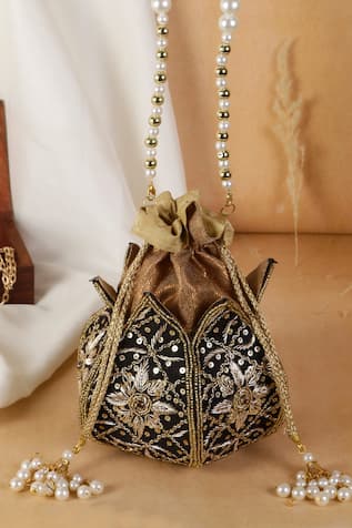 Embroidered Lotus Potli  