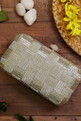 Nazaakat By Samara Singh Beaded Pattern Clutch  