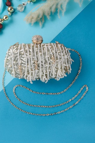 Nazaakat By Samara Singh Sequins & Pearl Embellished Clutch 