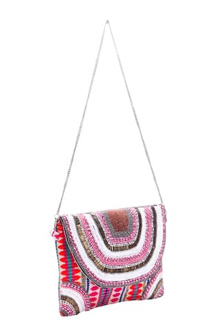 Nazaakat By Samara Singh Geometric Beaded Clutch Bag 