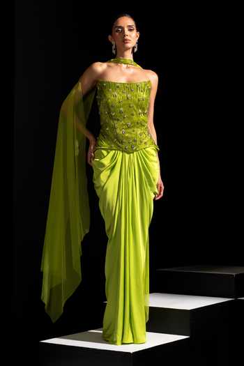 Vesture Venom Neon Corset & Draped Skirt Set 