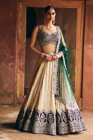 Angad Singh Gold Tissue Lehenga Set 