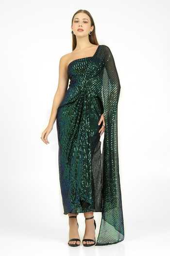 Cham Cham One-Shoulder Drape Gown  