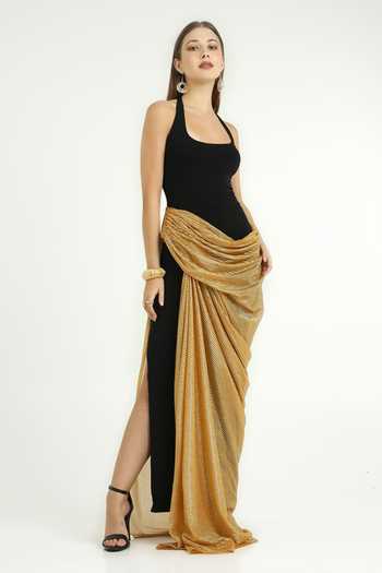 Cham Cham Halter Neck Gathered Cowl Gown 