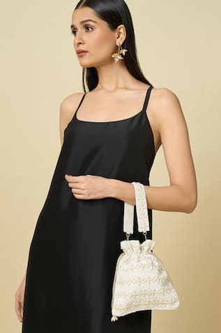 The Purple Sack Beaded & Pearl Embroidered Potli Bag 