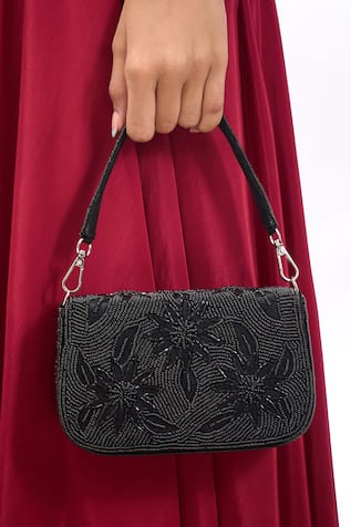 The Purple Sack Floral Beaded Hand Embroidered Bag 