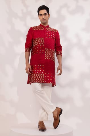 Yoseba Rang Zarq Mirz Chanderi Quilted Embroidered Kurta Set 