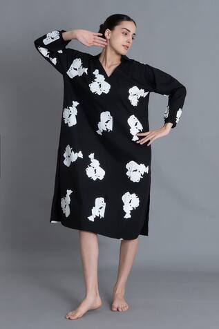 Khat Black Floral Print Tunic 