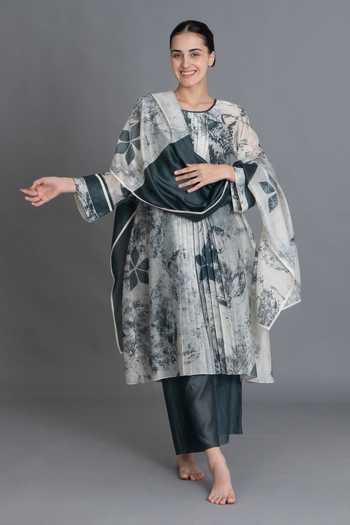 Khat Mint Texture Print Kurta Set 