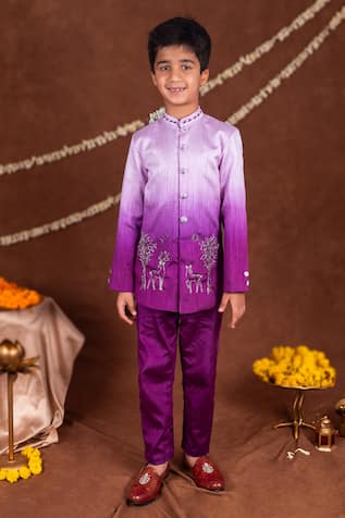 Toplove Ombre Deer Motif Sherwani & Trouser Set 