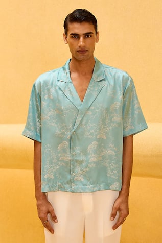 Therealb Jacquard Printed Resort Collar Shirt 