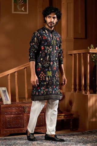 Taroob Jungle Motif Printed Kurta & Pajama Set 