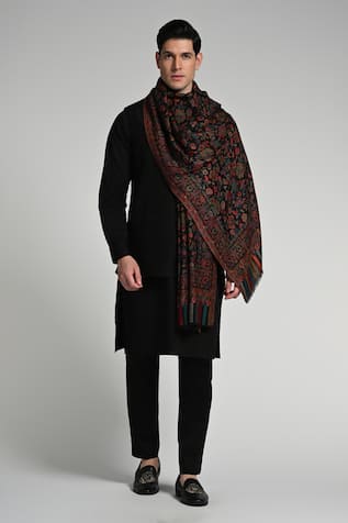 Taroob Taroob Fine Wool Floral Kaani Stole 