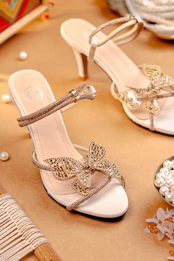NR By Nidhi Rathi Embellished Bow Detail Kitten Heels 