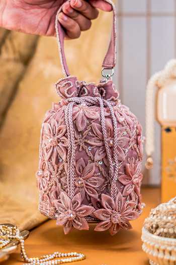NR By Nidhi Rathi Floral Sequin & Bead Embroidered Potli Bag 
