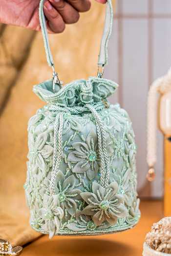 NR By Nidhi Rathi Floral Bead & Sequin Embellished Potli Bag 