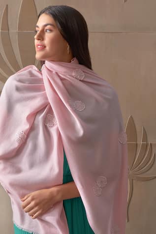 Mauli Cashmere Flower Shower Embroidered Stole 