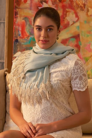 Mauli Cashmere Leafy Sparkle Royal Leafy Sparkle Stole 