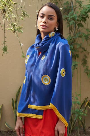 Mauli Cashmere The Evil Eye Evil Eye Motif Wool & Silk Stole 