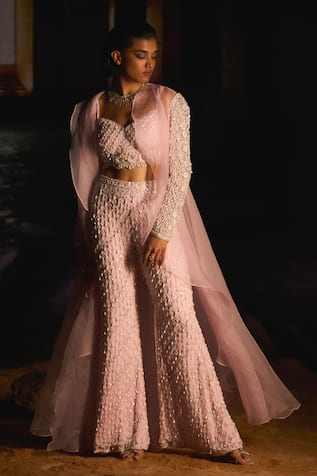 Mani Bhatia Rosalee Pearl, Sequin & Cutdana Embroidered Pant Set 