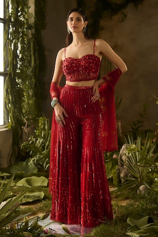 Parul Gandhi Rouge Sequined Blouse & Pant Set 