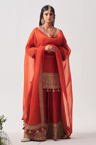 Wabi Sabi By Anshum-Ritesh Paan Booti Embroidered Kurta & Sharara Set 