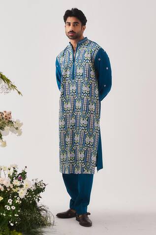 Wabi Sabi By Anshum-Ritesh Shalimar Bagh Chanderi Embroidered Kurta & Pyjama Set 