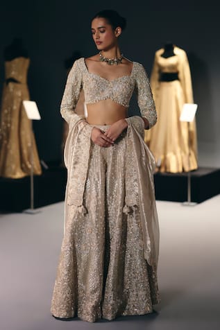 Sana Barreja The Marble Bloom Embroidered Blouse Sharara Set 