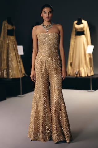 Sana Barreja Flower Carrier Embroidered Corset With Sharara 