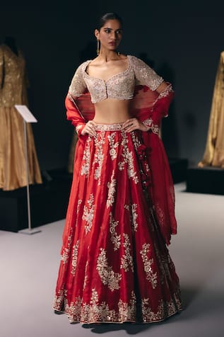 Sana Barreja The Scarlet Garden Embroidered Lehenga Set 