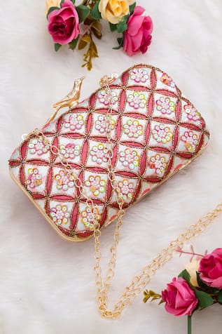 Nazaakat By Samara Singh Sequined & Beaded Embroidered Clutch 