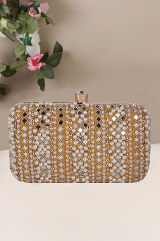 Nazaakat By Samara Singh Mirror & Pearl Embellished Clutch Bag 