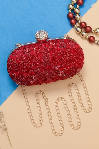 Nazaakat By Samara Singh Embroidered Clutch with Detachable Sling 