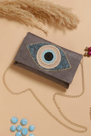 Nazaakat By Samara Singh Evil Eye Beaded Flap Bag 