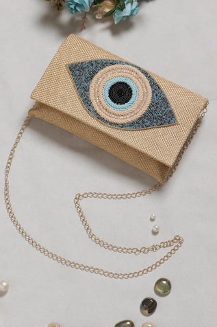Nazaakat By Samara Singh Evil Eye Beaded Flap Clutch 
