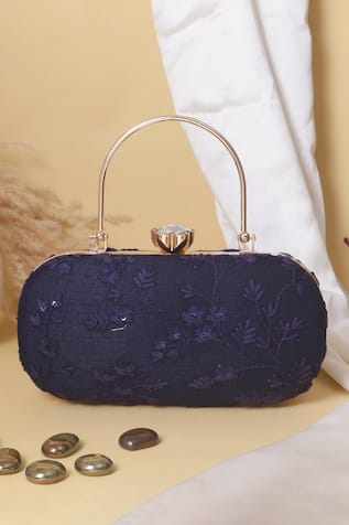 Nazaakat By Samara Singh Embroidered Clutch With Detachable Handle 