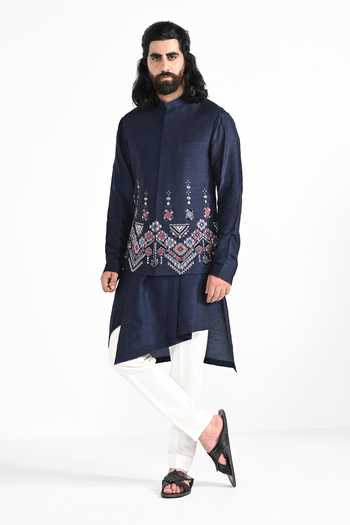 Kalpana Naik Phulkari Embroidered Nehru Jacket Set 