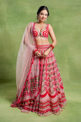 Tuhina Srivastava Floral Embroidered Lehenga Set 
