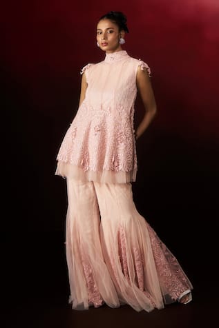 Aanchal Vijaywargi Bare Embroidered Top With Sharara 