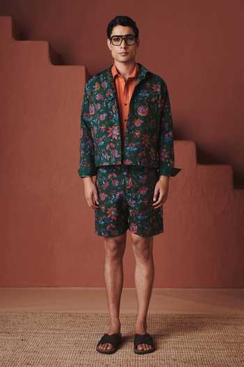 Saphed Paan Chintz Print Trucker Jacket 