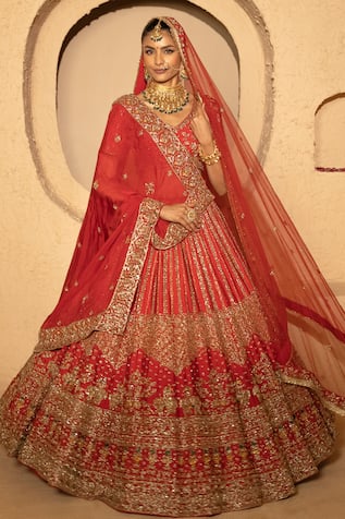 Amaltas Couture Jaal Hand Embroidered Bridal Lehenga Set 