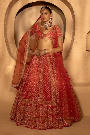 Amaltas Couture Jaal Hand Embroidered Bridal Lehenga Set 