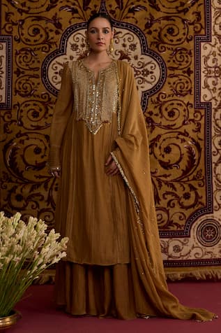 Meesa Hand Embroidered Chanderi Silk Kurta Set 