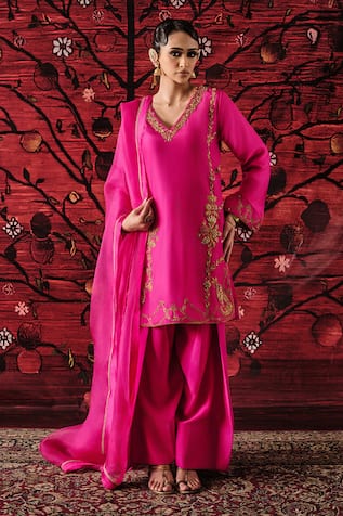 Shalkii Embroidered Silk Kurta Farshi Salwar Set 