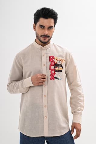 Kalpana Naik Bear Linen Hand Embroidered Shirt 