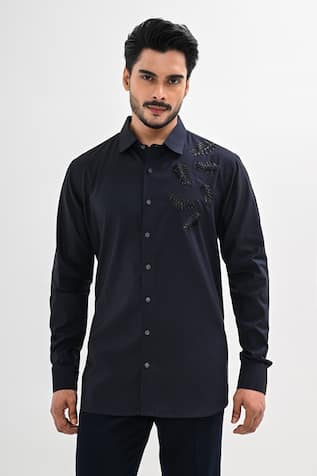 Kalpana Naik The Blue Ferns Hand Embroidered Shirt 