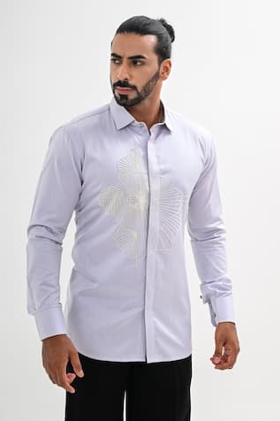 Kalpana Naik Grey Mist Hand Embroidered Shirt 