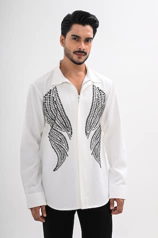 Kalpana Naik Aqua Graphica Hand Embroidered Shirt 