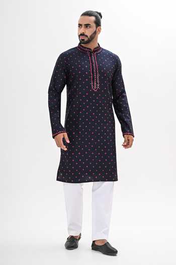 Kalpana Naik Black Bandhani Pattern Kurta & Pant Set 