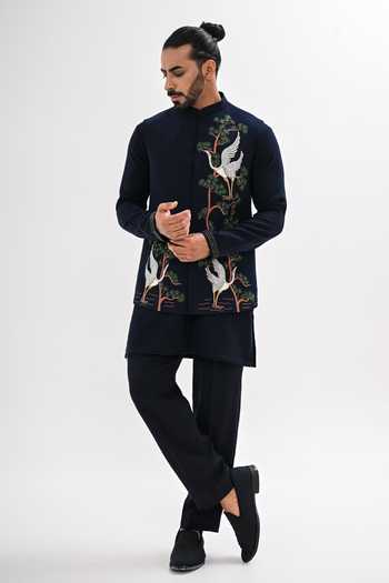 Kalpana Naik Indigo Grove Nehru Jacket & Kurta Set 